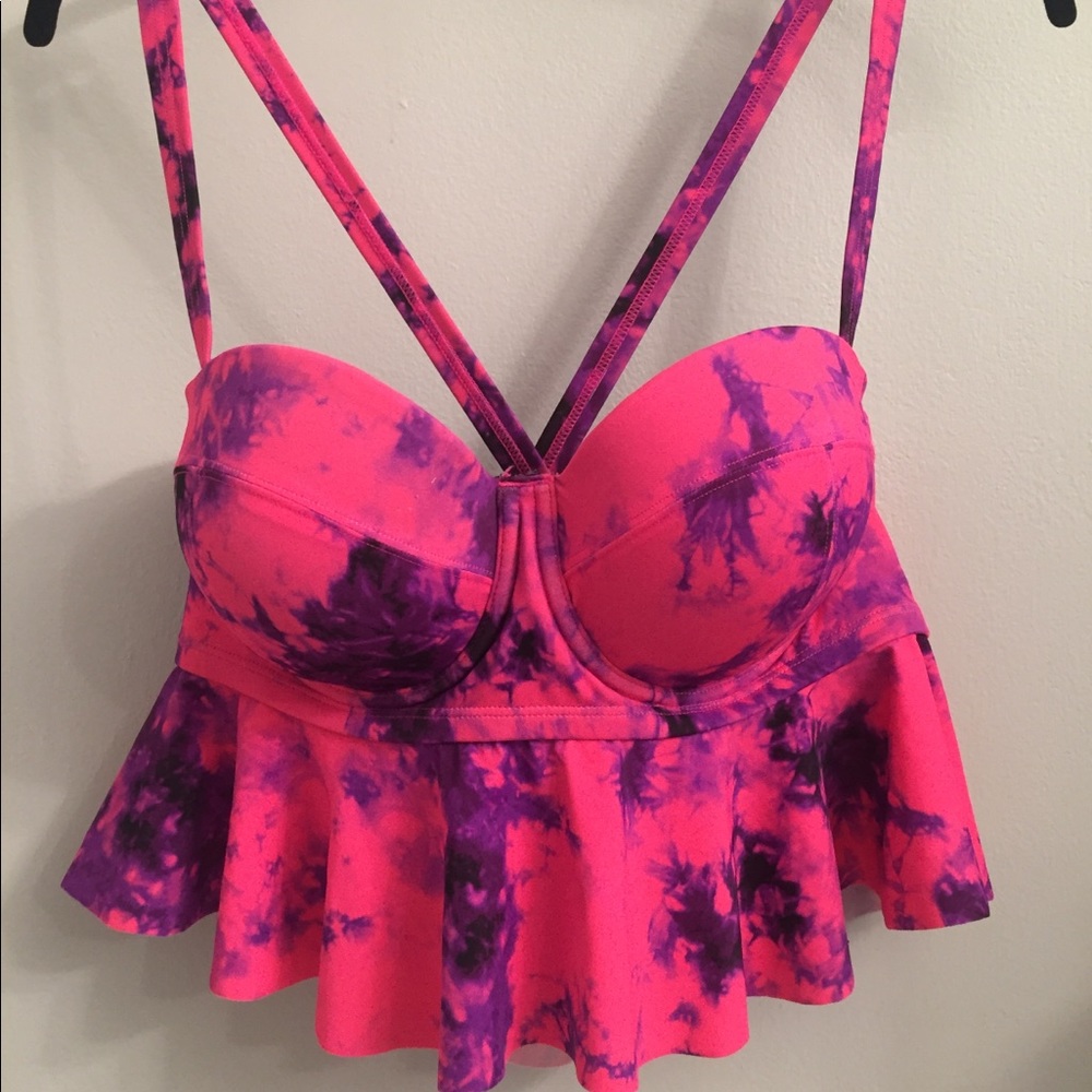 Torrid 0x Peplum Tie Dye Swim Top